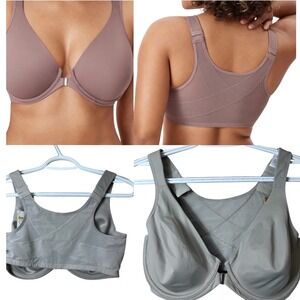 NWT Delimira Posture Bra Front Close Size 34DD Khaki Light Greenish Gray